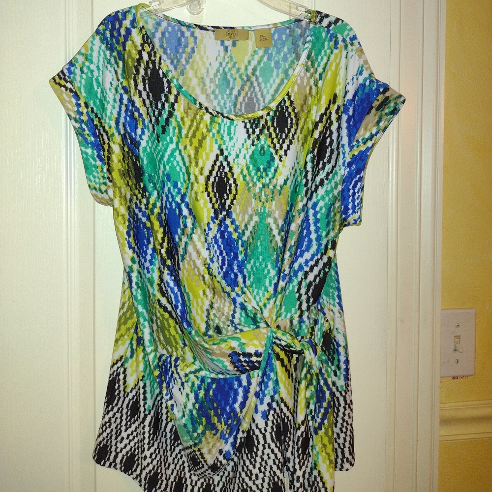 Valerie Stevens Boho Many Colors Scoop Neckline Side Tie Lady Top